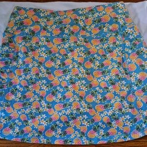 Intro Love The Fit‎ Tropical Pineapple Print Skater Skirt Size Petite Medium